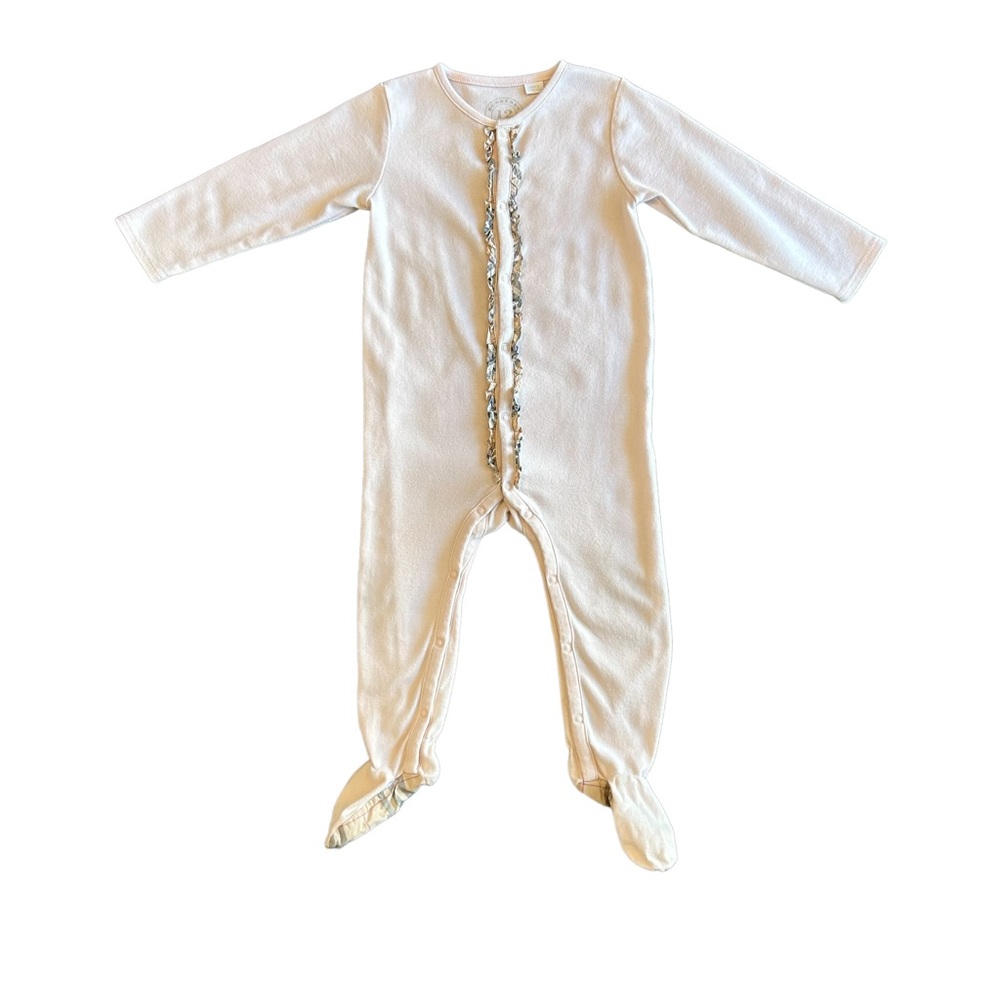 Burberry Elva check-trim footie pajama sleepsuit size 12 months